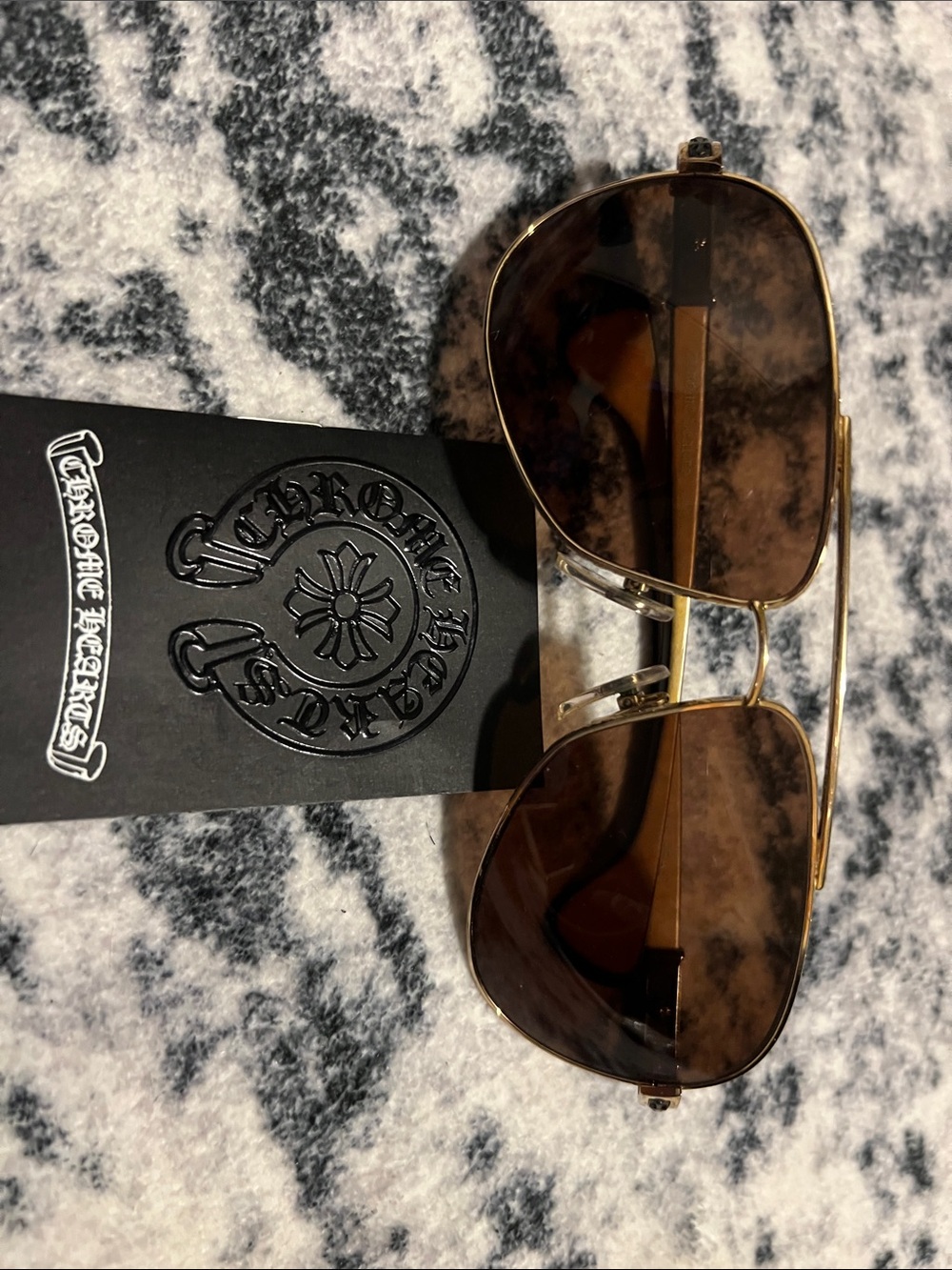 Chrome Hearts “The Beast” Gold Frame Sunglasses with Brown Lenses